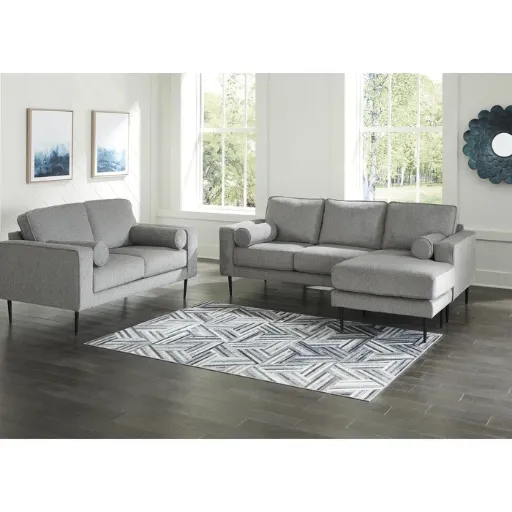 Hazela Chevron Loveseat with Black Metal Legs 3