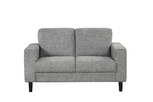 Sierra Grey Tailored Modern Accent Armchair with Cup Holders 3