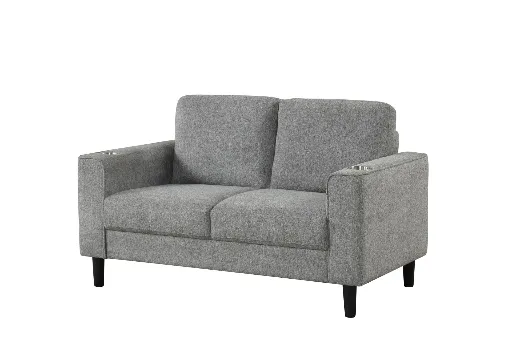 Sierra Grey Tailored Modern Accent Armchair with Cup Holders 4