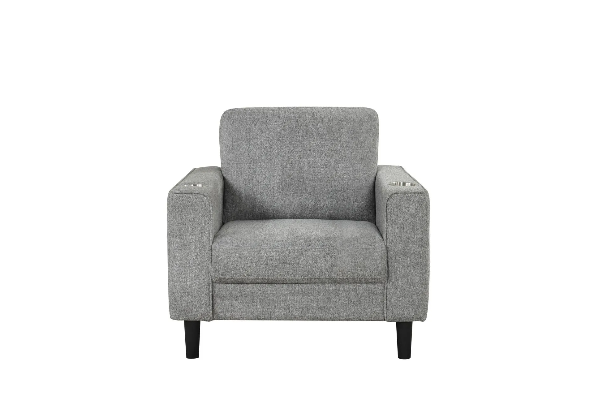 Sierra Grey Tailored Modern Accent Armchair with Cup Holders 5