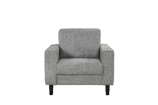 Sierra Grey Tailored Modern Accent Armchair with Cup Holders 5