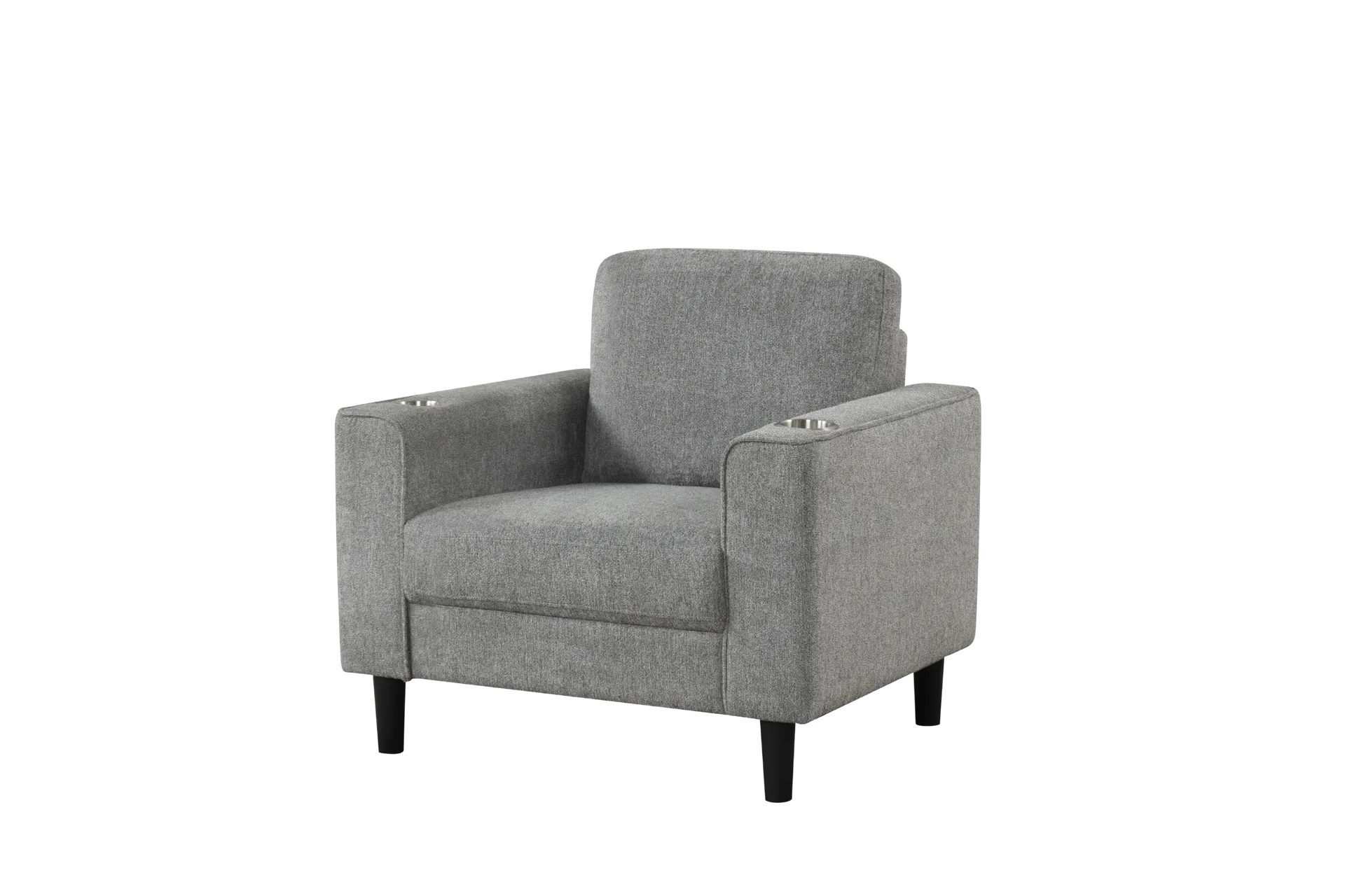 Sierra Grey Tailored Modern Accent Armchair with Cup Holders 6