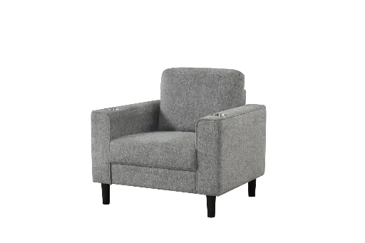 Sierra Grey Tailored Modern Accent Armchair with Cup Holders 6