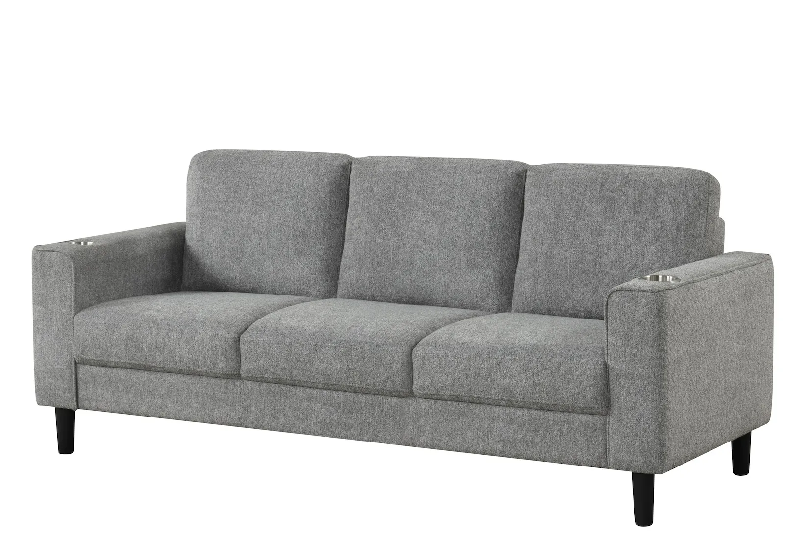 Sierra Grey Tailored Modern Accent Armchair with Cup Holders 8