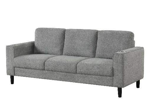 Sierra Grey Tailored Modern Accent Armchair with Cup Holders 8
