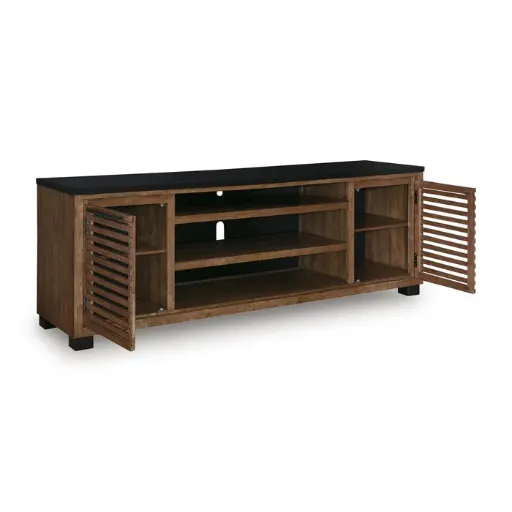 Kallari 84" Two-Tone Slatted TV Stand 5
