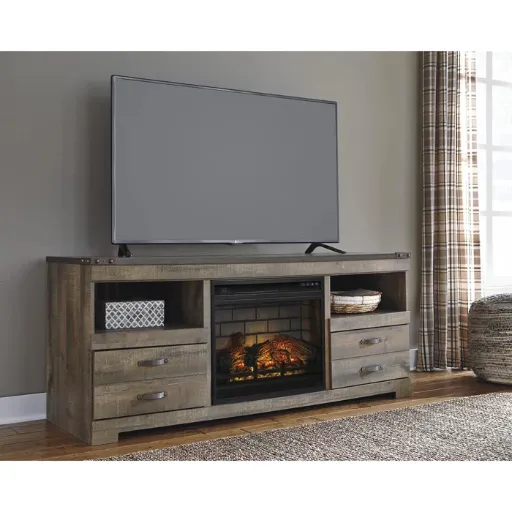 Trinell 63" TV Stand with Electric Fireplace for Larger Rooms 3