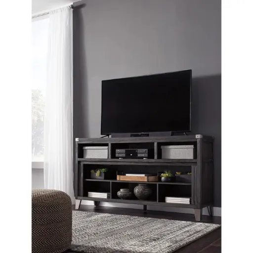 Todoe Grey 65" TV Stand with Cubbies 3