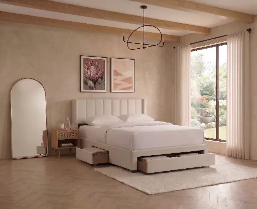 Haven Tailored Fabric Platform Bed (King) 2