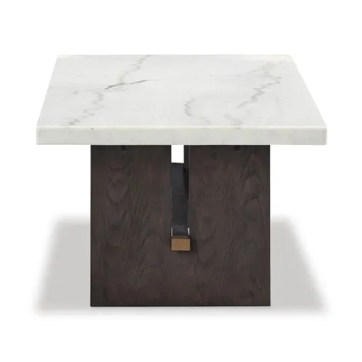 Burkhaus Marble Top Coffee Table with Dark Oak Plinth Base 5