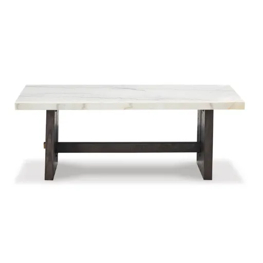 Burkhaus Marble Top Coffee Table with Dark Oak Plinth Base 8