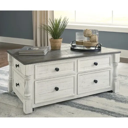 Havalance Two-Tone Lift-Top Coffee Table with Drawers 4