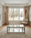 Estrel Chrome and Glass Coffee Table with Mirrored Shelf (Silver) view 1
