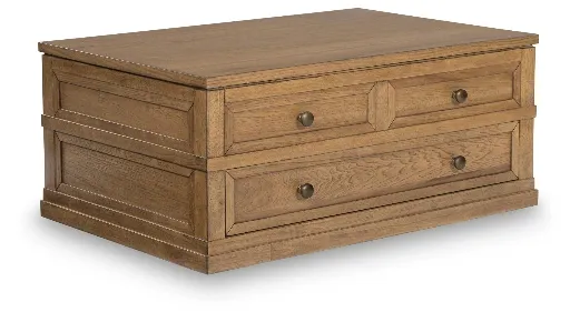 Sharlance Light Brown Lift-Top Coffee Table with Drawer and Casters 3