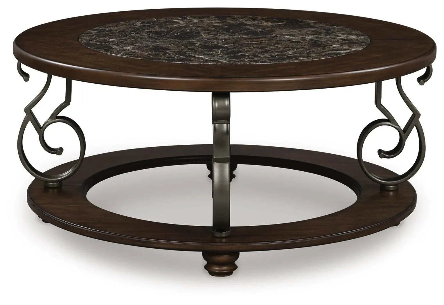 Frallyn Faux Marble Coffee Table with Metal Legs 3