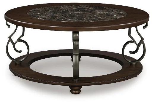 Frallyn Faux Marble Coffee Table with Metal Legs 3