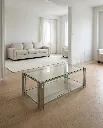 Estrel Chrome and Glass Coffee Table with Mirrored Shelf (Silver) view 5