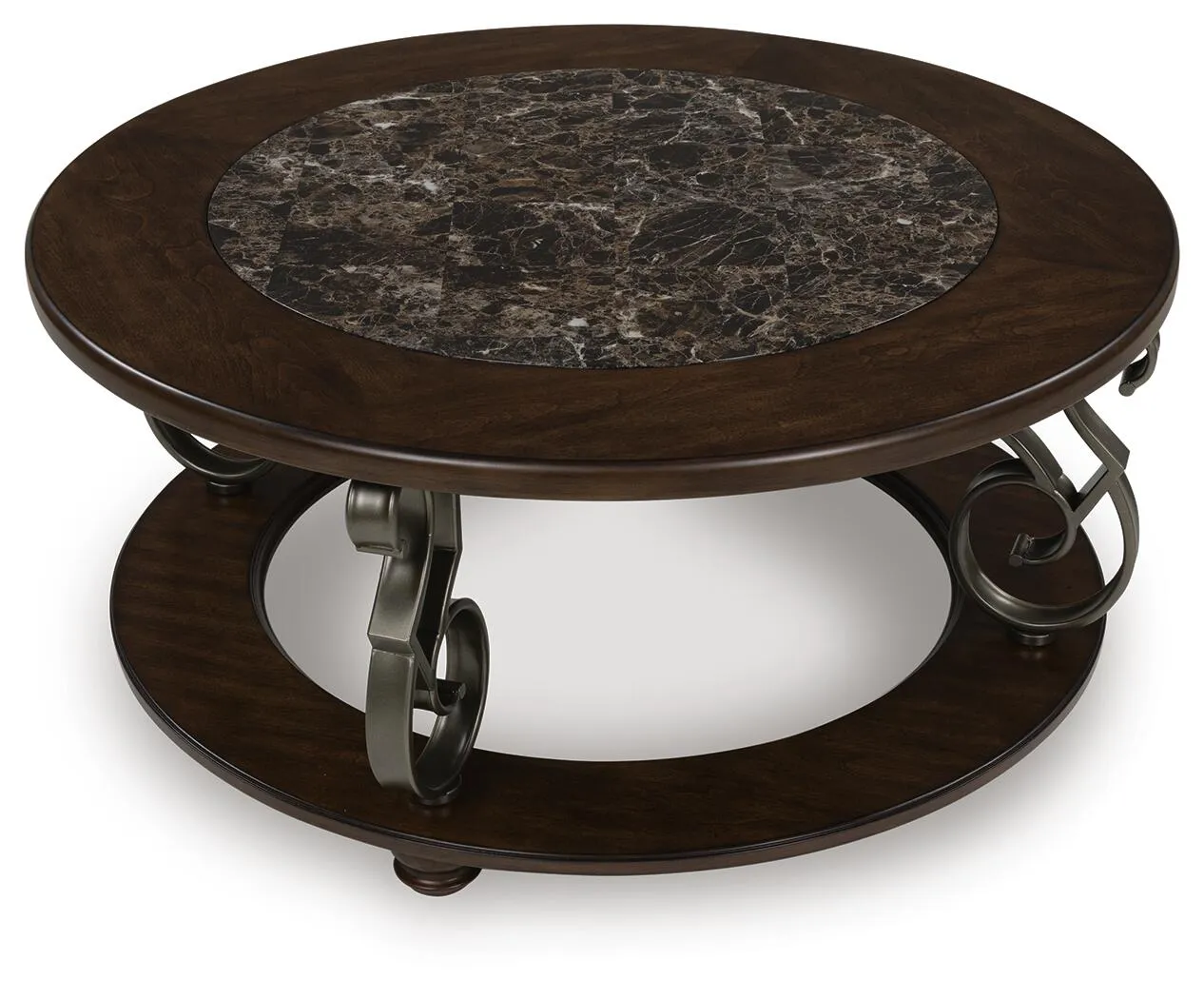 Frallyn Faux Marble Coffee Table with Metal Legs 6