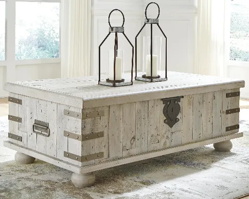 Carynhurst Light Grey Reclaimed Pine Lift Top Coffee Table 2