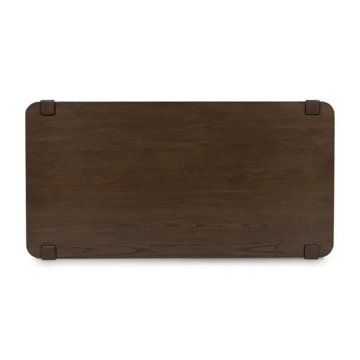 Breckington Dark Brown Coffee Table with Shelf and Casters 6