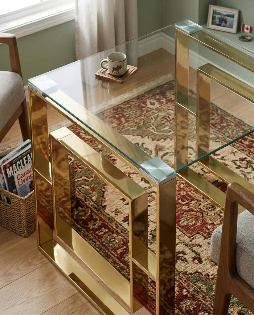Eros Glass Top Side Table (Gold) view 1