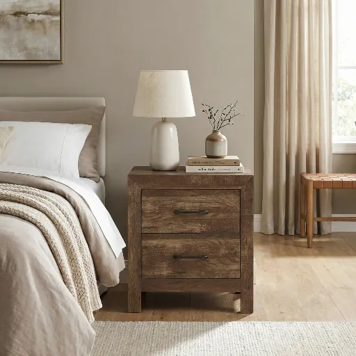 Corbin Rustic Brown 2-Drawer Nightstand 4