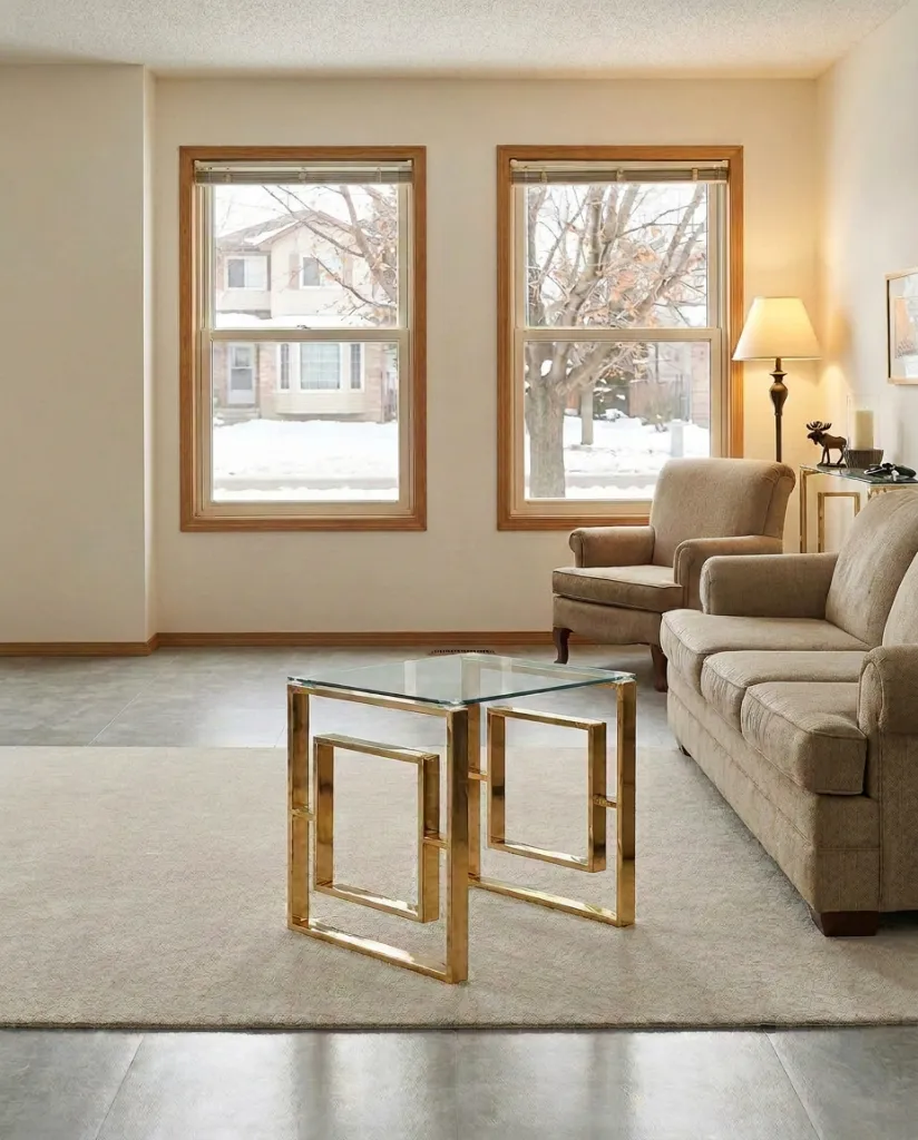 Eros Glass Top Side Table (Gold) view 3