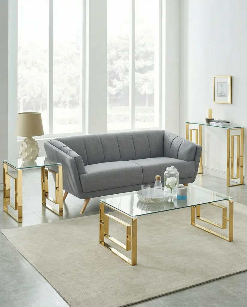 Eros Glass Top Side Table (Gold) view 4