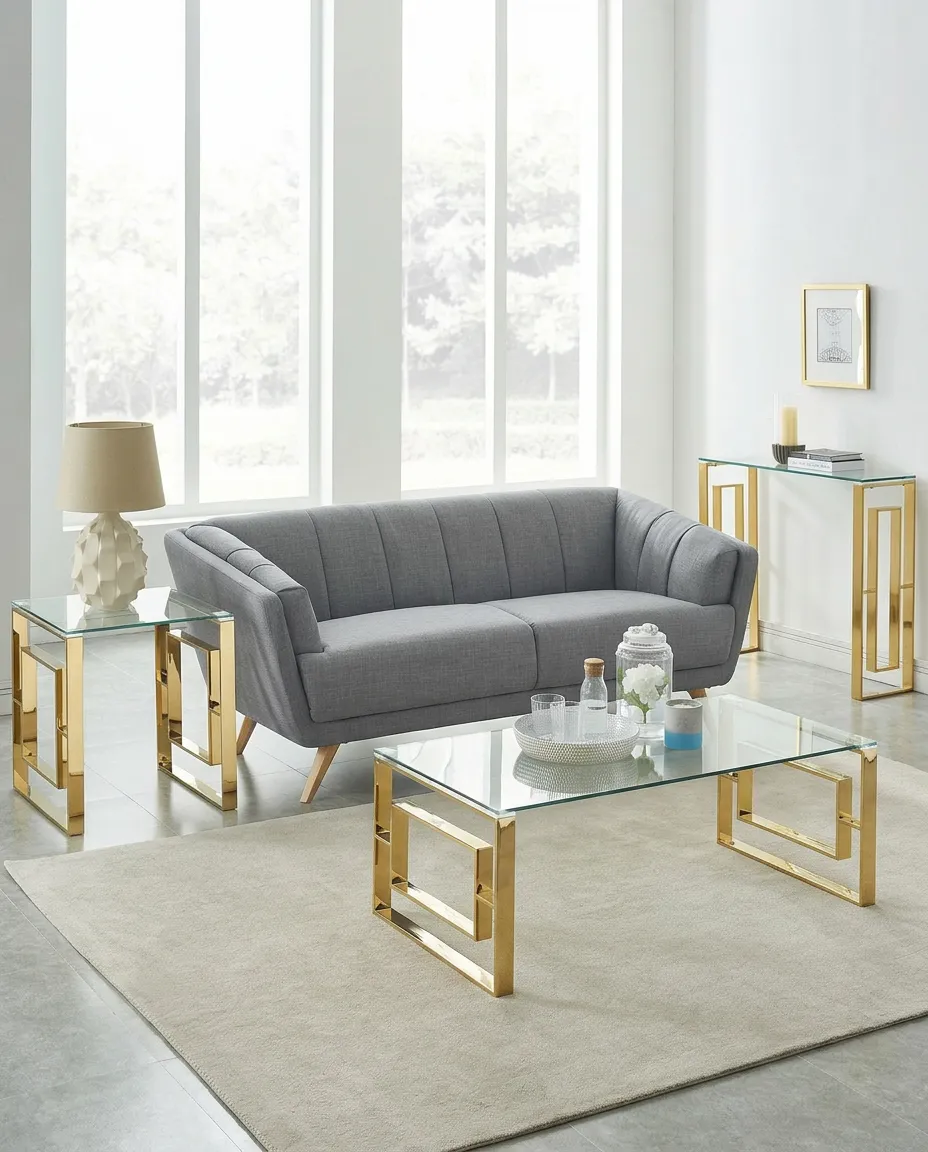 Eros Glass Top Side Table (Gold) 5