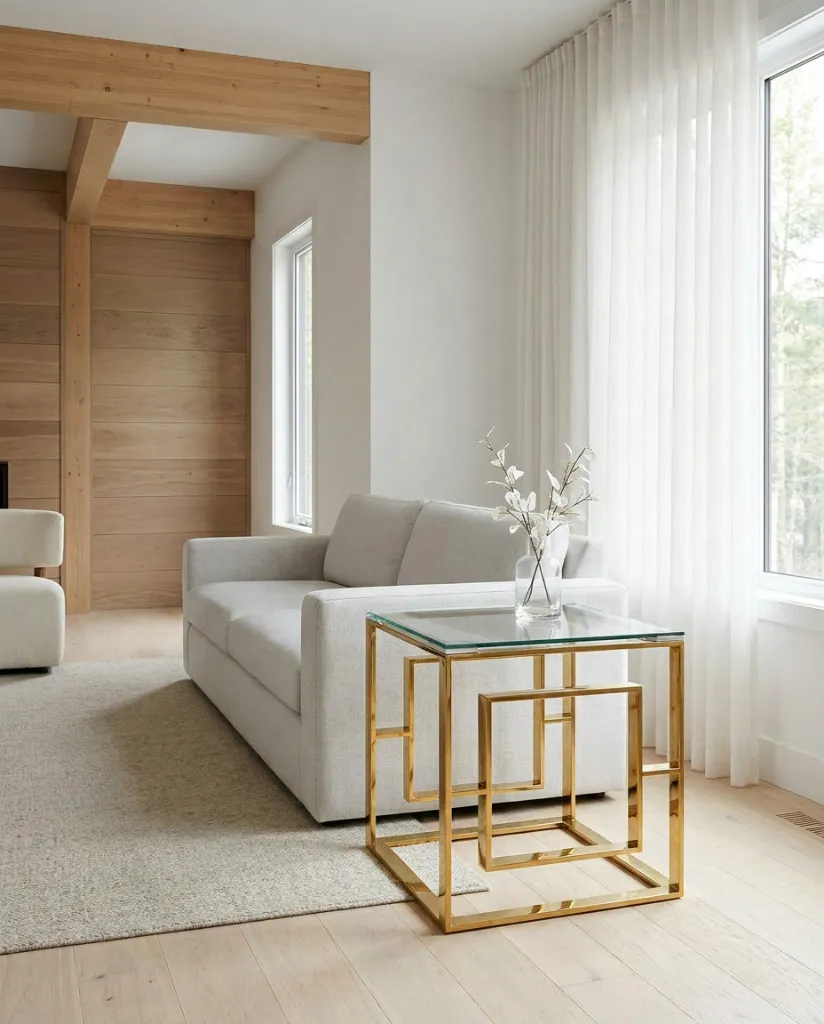 Eros Glass Top Side Table (Gold) view 6