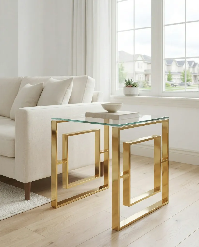 Eros Glass Top Side Table (Gold) view 7