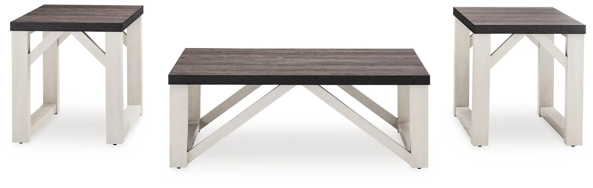 Dorrinson Gray and Antiqued White 3-Piece Coffee Table Set 4