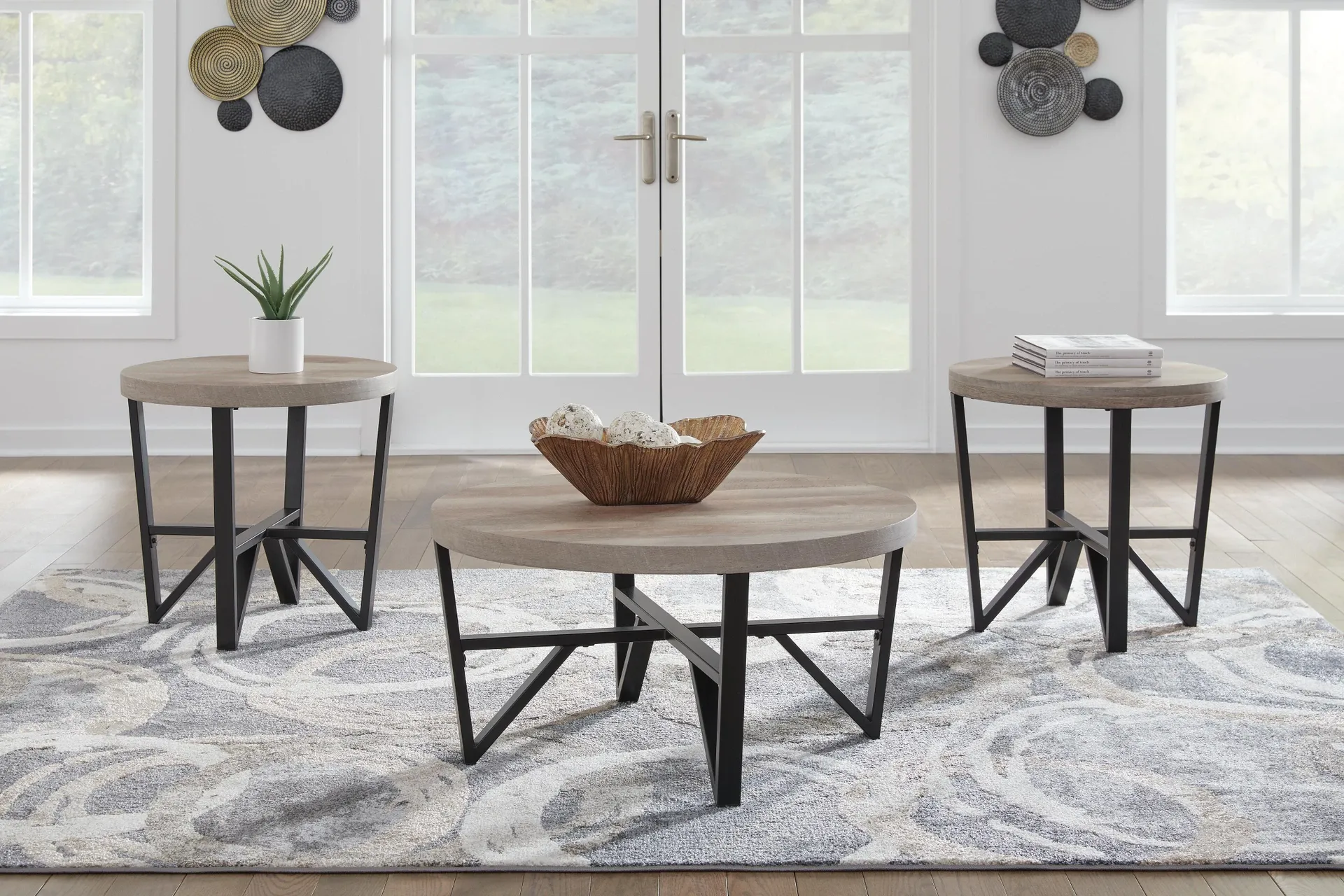 Deanlee 3-Piece Round Coffee and End Table Set 2