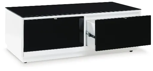 Gardoni White Gloss Coffee Table with Black Glass Top and Drawers 2