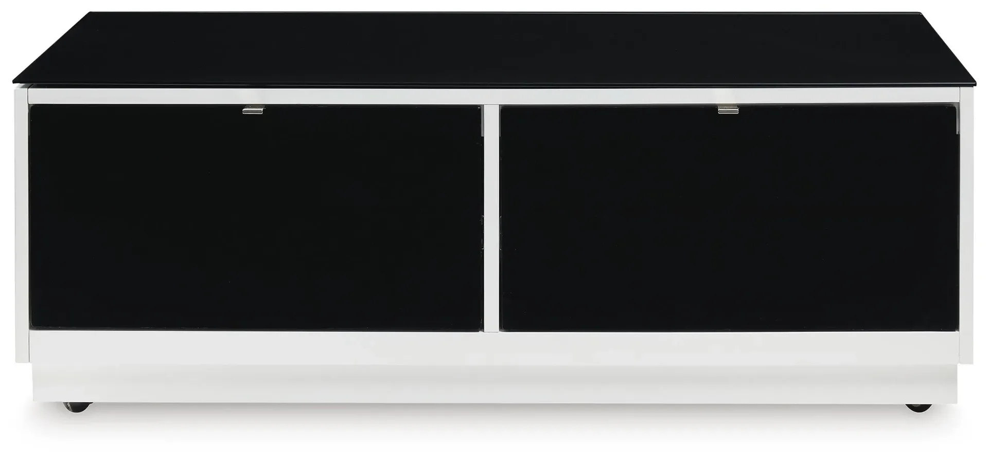 Gardoni White Gloss Coffee Table with Black Glass Top and Drawers 4