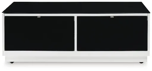 Gardoni White Gloss Coffee Table with Black Glass Top and Drawers 4