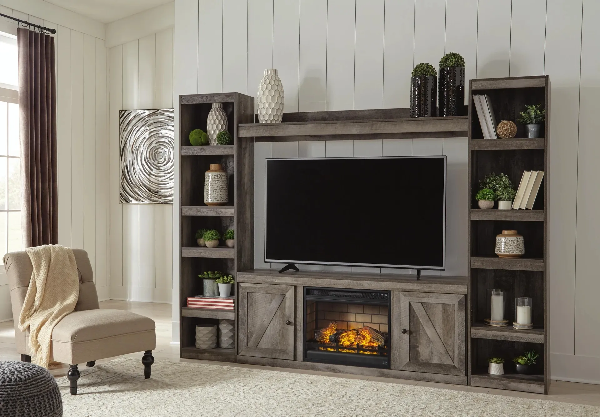 Wynnlow 4-Piece Entertainment Center with 60" TV Stand and Electric Fireplace 2