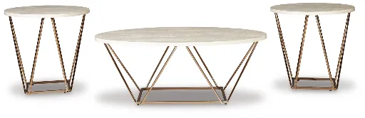 Tarica 3-Piece Faux Marble and Goldtone Coffee Table Set 4