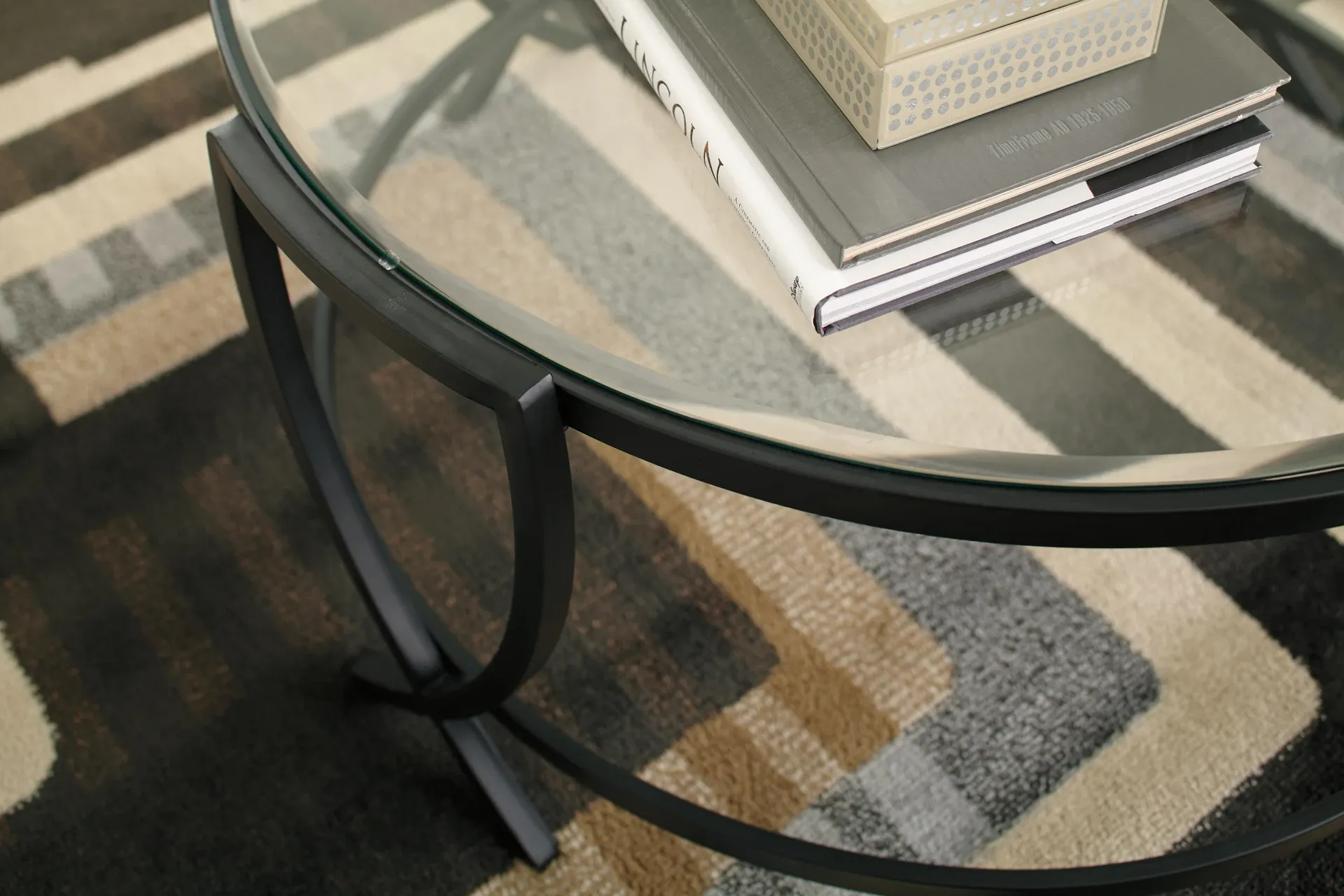 Tarrin 3-Piece Glass and Black Metal Coffee Table Set 2