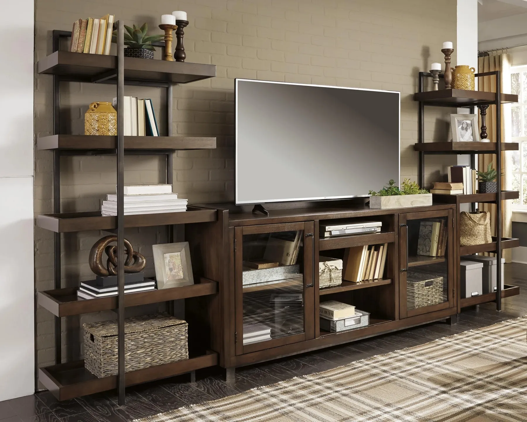 Starmore Walnut 3-Piece Entertainment Center with 70" TV Stand 2