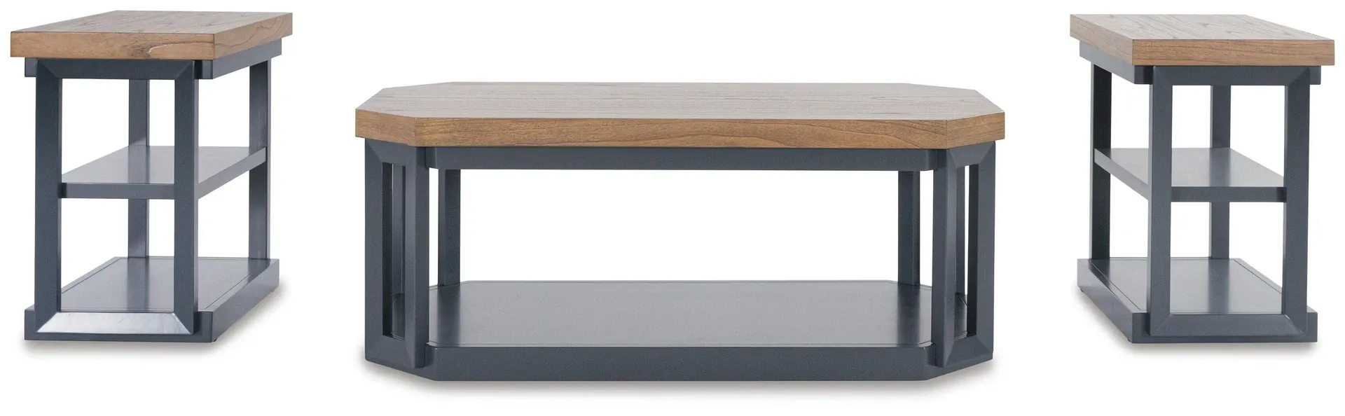 Landocken 3-Piece Coffee Table Set with Slate Blue Frames 5