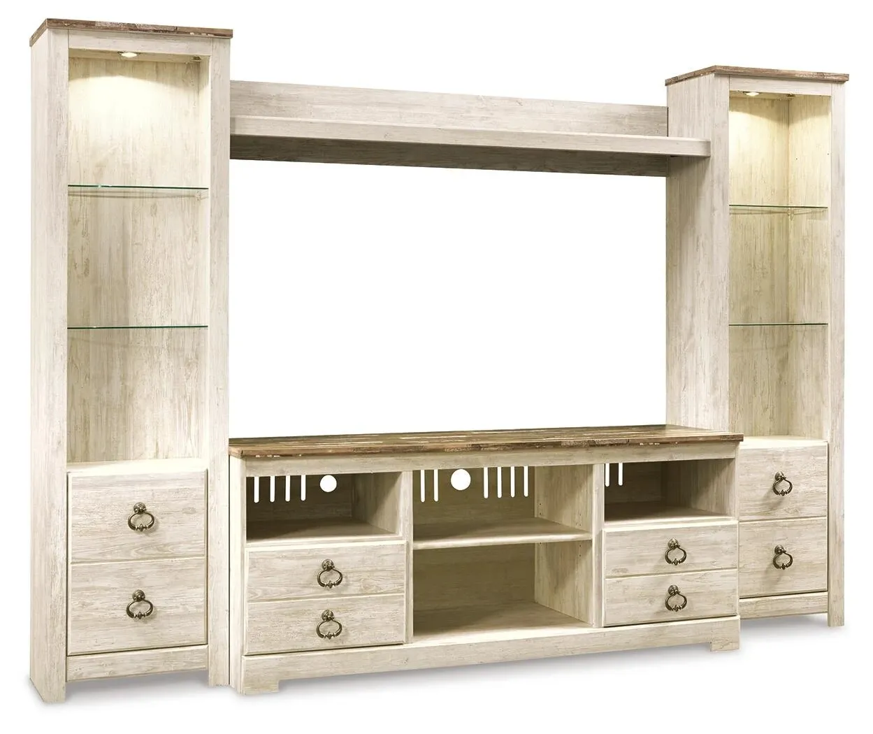 Willowton 4-Piece Entertainment Center with 63" TV Stand 4