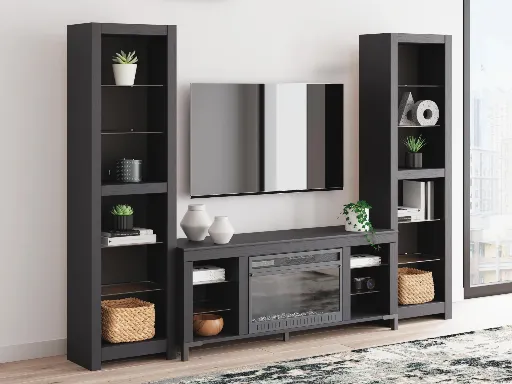 Cayberry 3-Piece Entertainment Center with Electric Fireplace and LED Lighting 3
