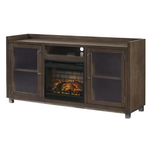 Starmore Walnut 70" TV Stand with Electric Fireplace 7