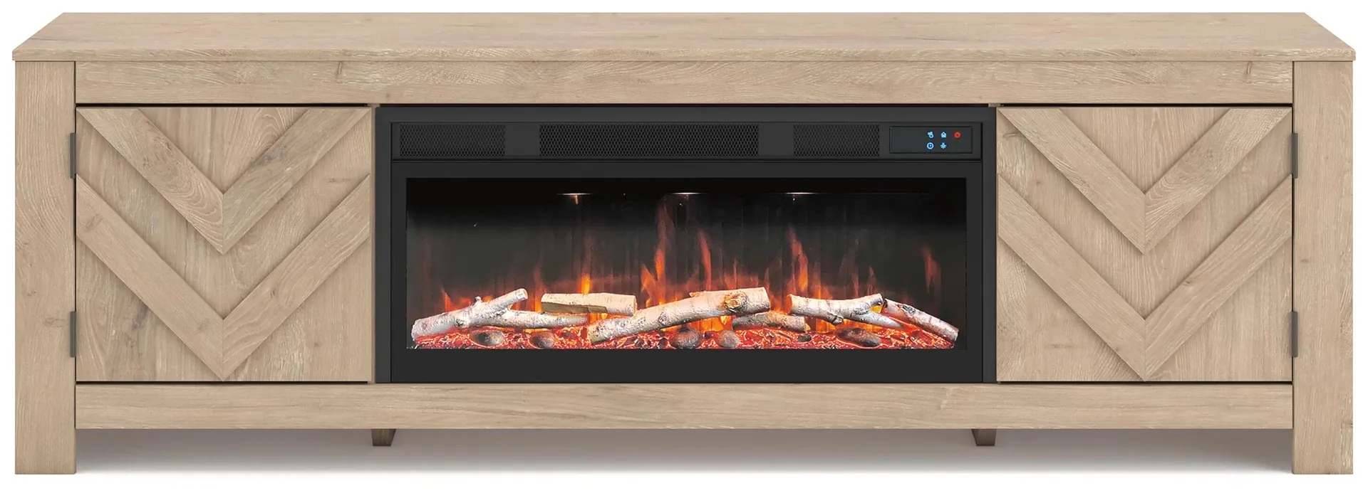 Cayboni 71" Chevron TV Stand with Electric Fireplace 2