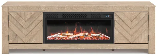 Cayboni 71" Chevron TV Stand with Electric Fireplace 2