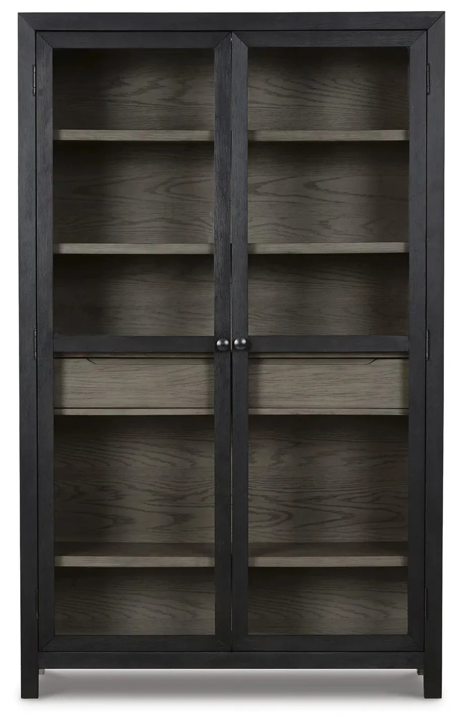 Lenston Black 2-Door Accent Cabinet with Glass Doors 4
