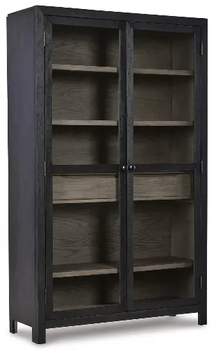 Lenston Black 2-Door Accent Cabinet with Glass Doors 5