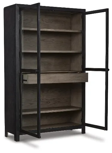 Lenston Black 2-Door Accent Cabinet with Glass Doors 6