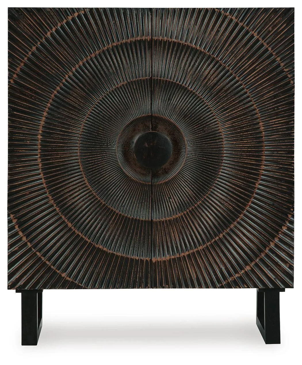 Fosterman Distressed Black 2-Door Accent Cabinet with Carved Doors 6